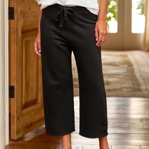 Frank & Eileen Tee Lab Sweatpants Women L Black Cropped Wide Leg Cotton LAB634TF
